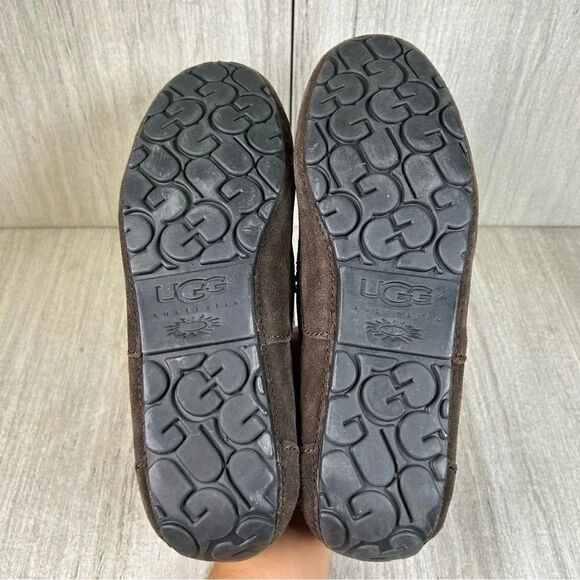 UGG Alder Espresso Brown Suede Leather Slip On Loafer Slipper Shoes Mens Size 9 - Picture 8 of 10